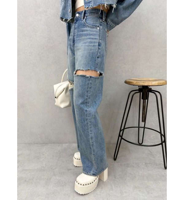 EVRIS「カットアウトワイドデニムパンツ【セットアップ着用可能】」|デニム|