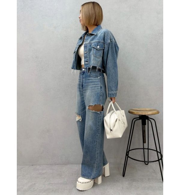 EVRIS「カットアウトワイドデニムパンツ【セットアップ着用可能】」|デニム|