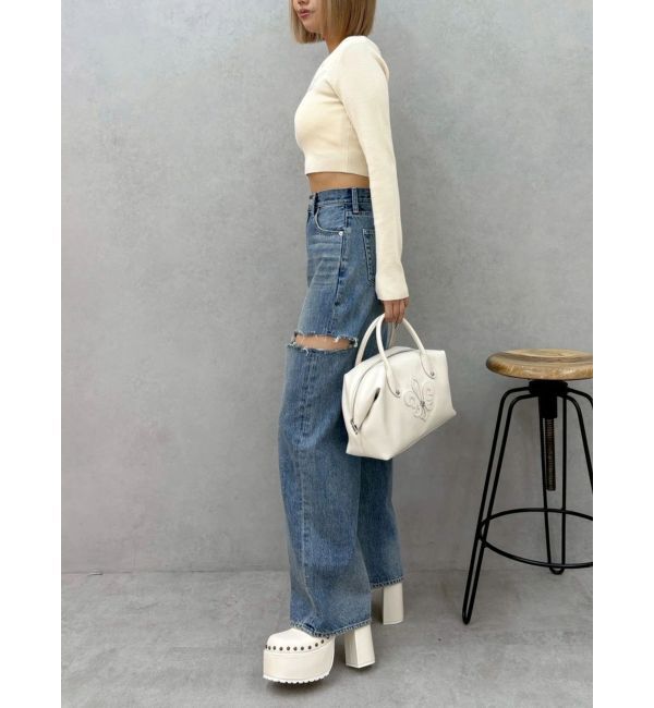 EVRIS「カットアウトワイドデニムパンツ【セットアップ着用可能】」|デニム|