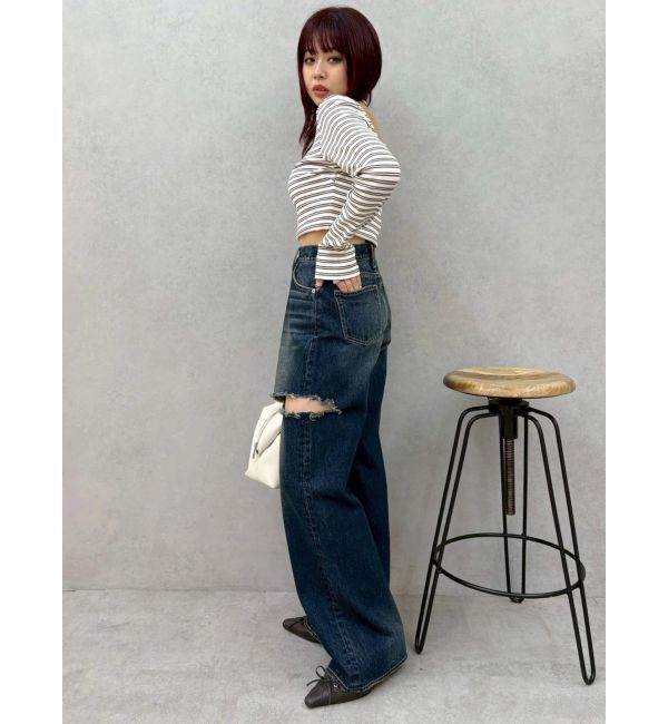 EVRIS「カットアウトワイドデニムパンツ【セットアップ着用可能】」|デニム|