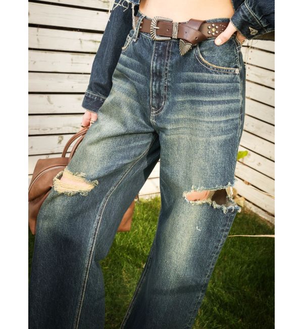 EVRIS「カットアウトワイドデニムパンツ【セットアップ着用可能】」|デニム|