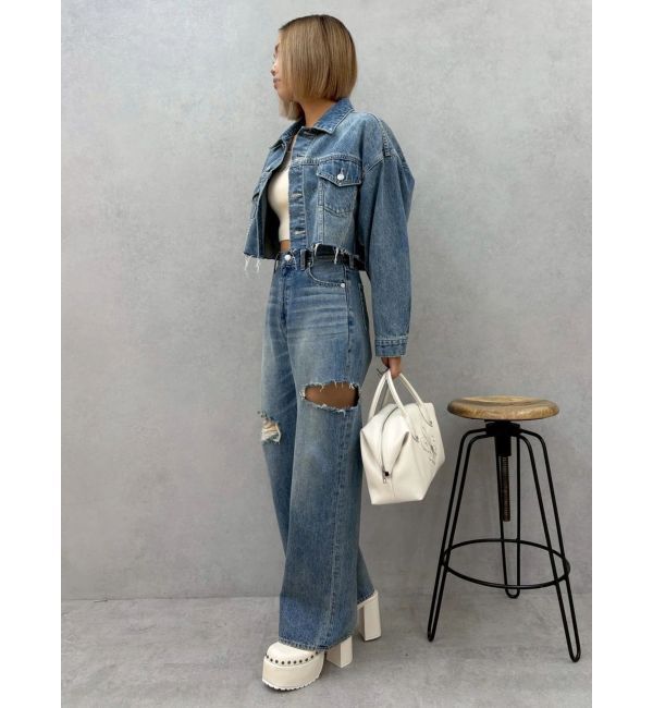 EVRIS「カットアウトワイドデニムパンツ【セットアップ着用可能】」|デニム|