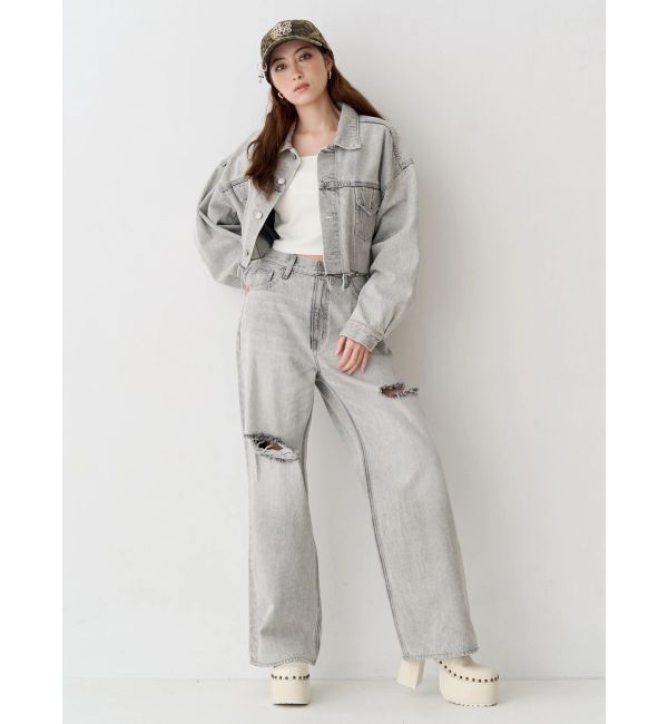 EVRIS「カットアウトワイドデニムパンツ【セットアップ着用可能】」|デニム|