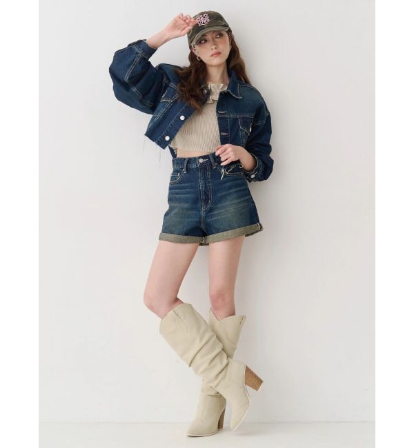 EVRIS「ヴィンテージライクカラーショートデニムパンツ【セットアップ着用可能】」|デニム|
