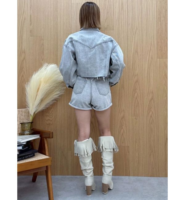 EVRIS「ヴィンテージライクカラーショートデニムパンツ【セットアップ着用可能】」|デニム|