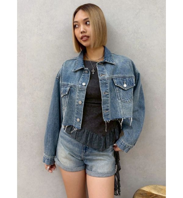 EVRIS「ヴィンテージライクカラーショートデニムパンツ【セットアップ着用可能】」|デニム|