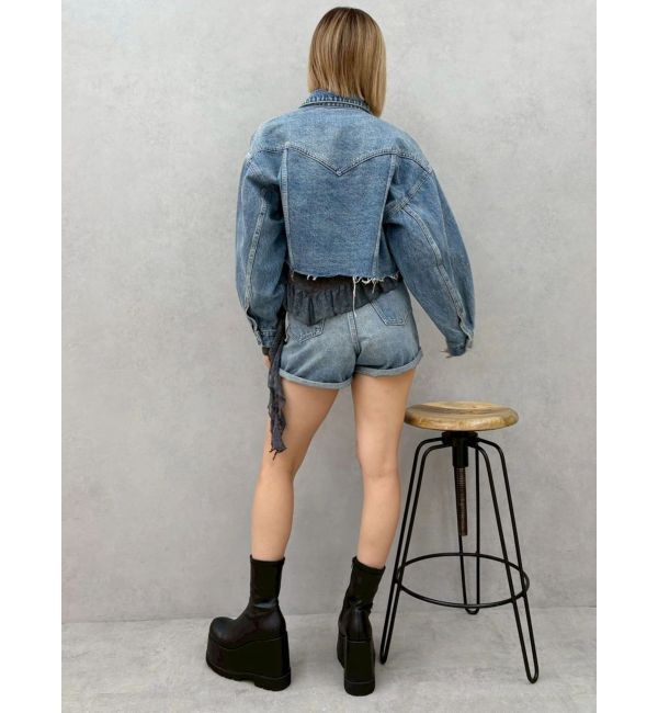 EVRIS「ヴィンテージライクカラーショートデニムパンツ【セットアップ着用可能】」|デニム|