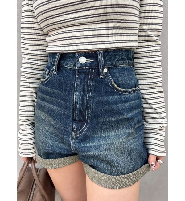 EVRIS「ヴィンテージライクカラーショートデニムパンツ【セットアップ着用可能】」|デニム|