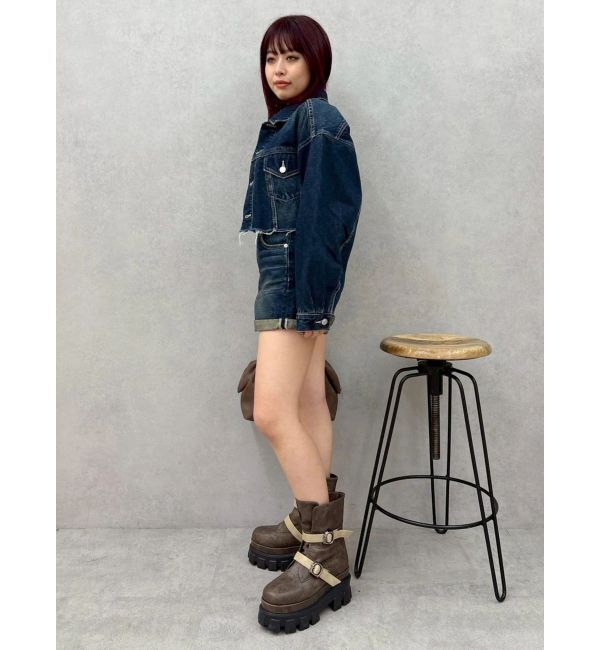 EVRIS「ヴィンテージライクカラーショートデニムパンツ【セットアップ着用可能】」|デニム|