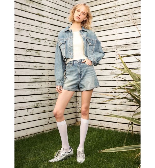 EVRIS「ヴィンテージライクカラーショートデニムパンツ【セットアップ着用可能】」|デニム|