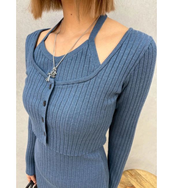 EVRIS「レイヤードホルターネックミニワンピース」|ワンピース|