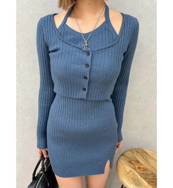 EVRIS「レイヤードホルターネックミニワンピース」|ワンピース|