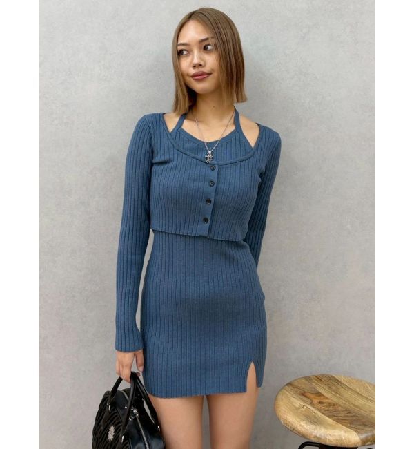 EVRIS「レイヤードホルターネックミニワンピース」|ワンピース|