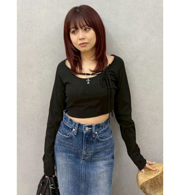 EVRIS「ストラップデザインリブニットトップス」|ニット・セーター|