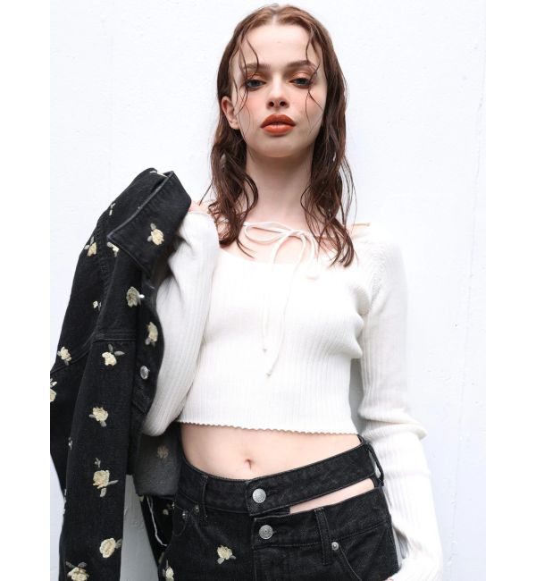 EVRIS「ストラップデザインリブニットトップス」|ニット・セーター|