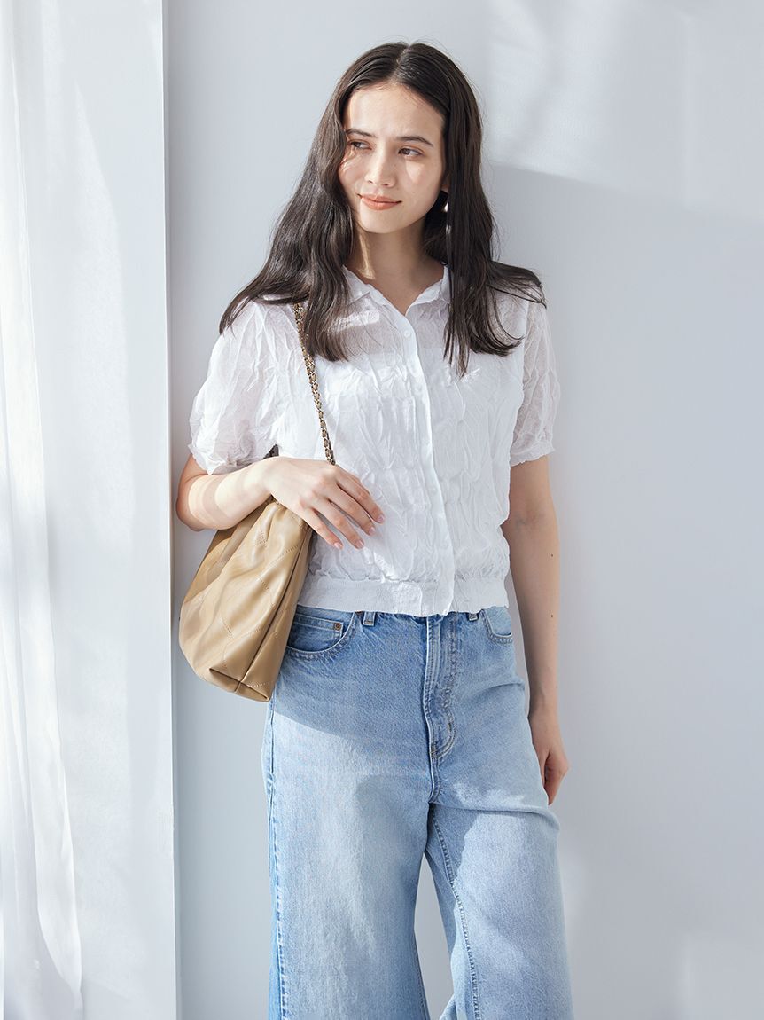 Mila Owen「ワッシャーハーフスリーブポロニット」|ニット・セーター|