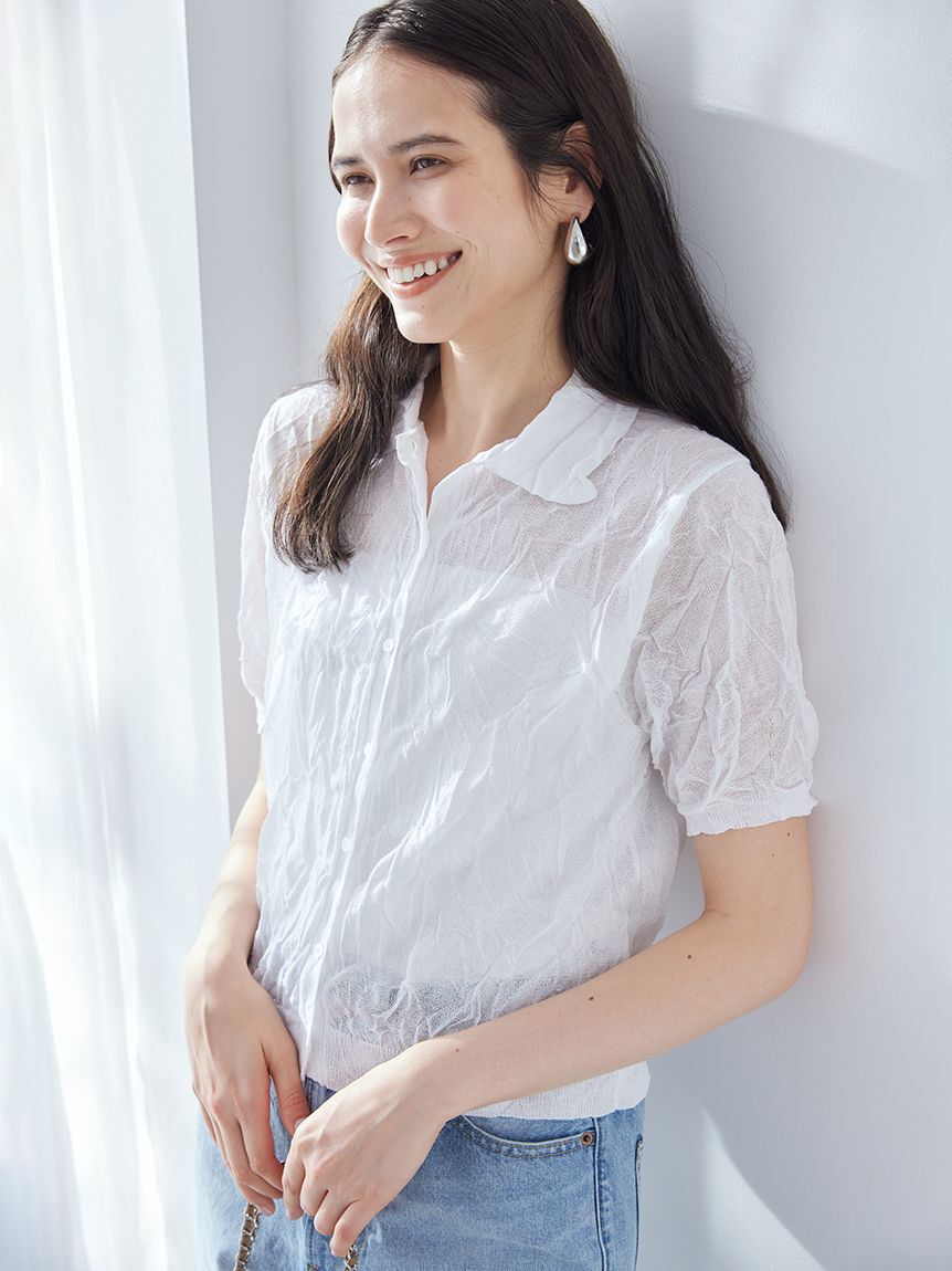 Mila Owen「ワッシャーハーフスリーブポロニット」|ニット・セーター|