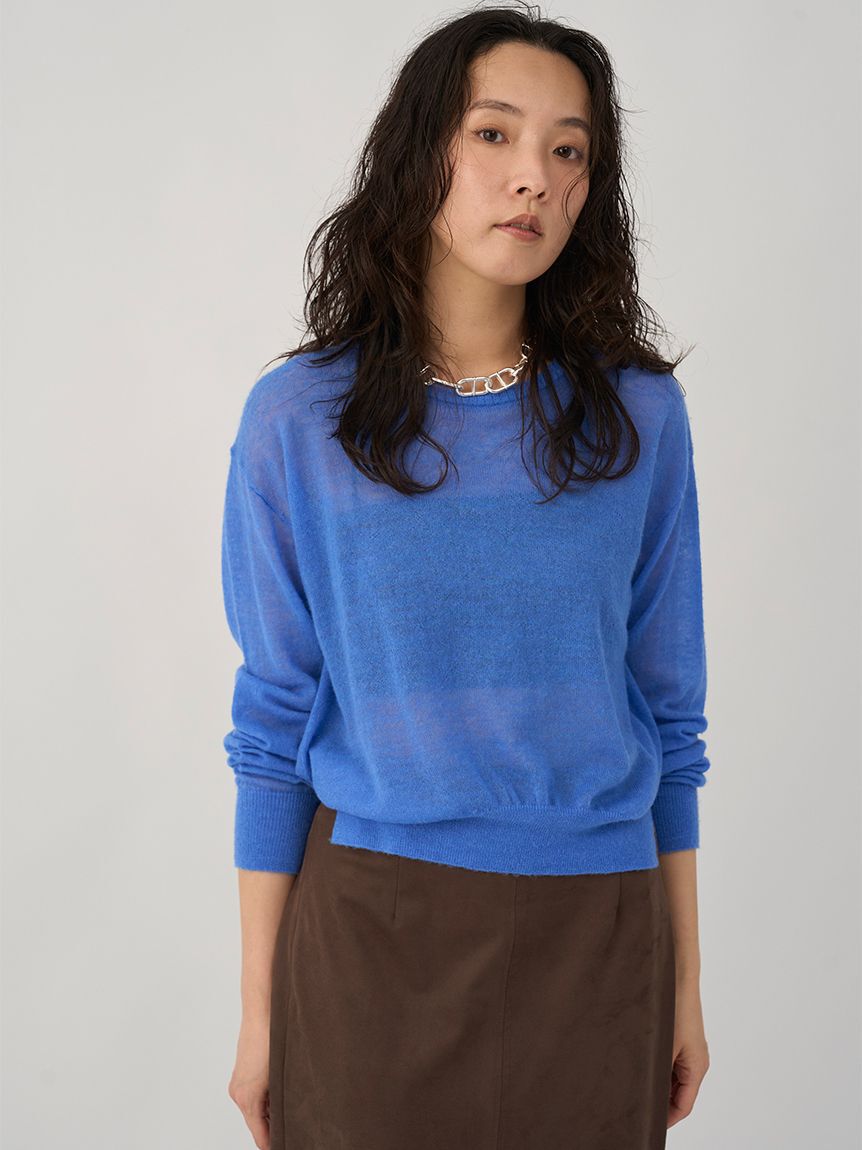 emmi atelier「シアーニットトップス」|ニット・セーター|BLU