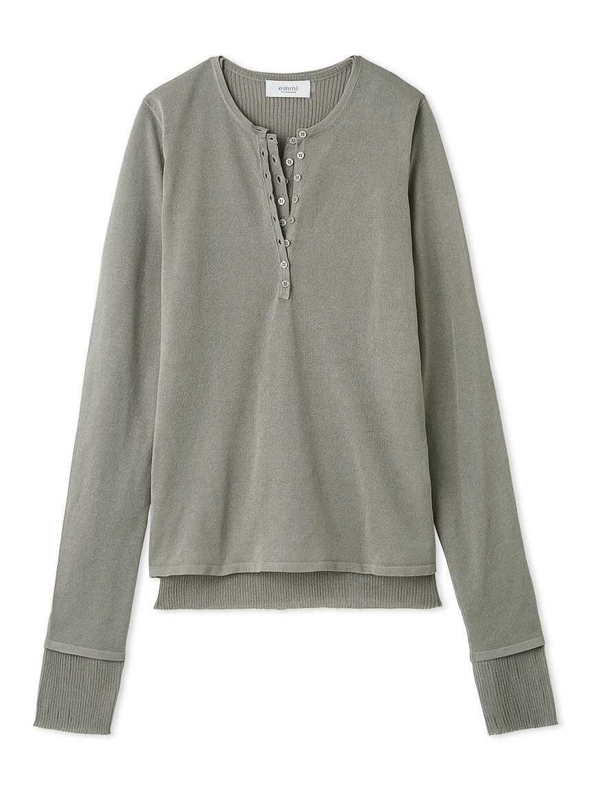 emmi atelier「【セットアイテム】eco ヘンリーネックレイヤードニットトップス」|ニット・セーター|