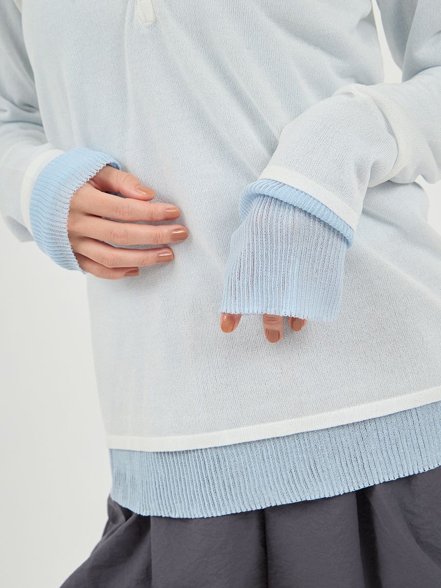 emmi atelier「【セットアイテム】eco ヘンリーネックレイヤードニットトップス」|ニット・セーター|