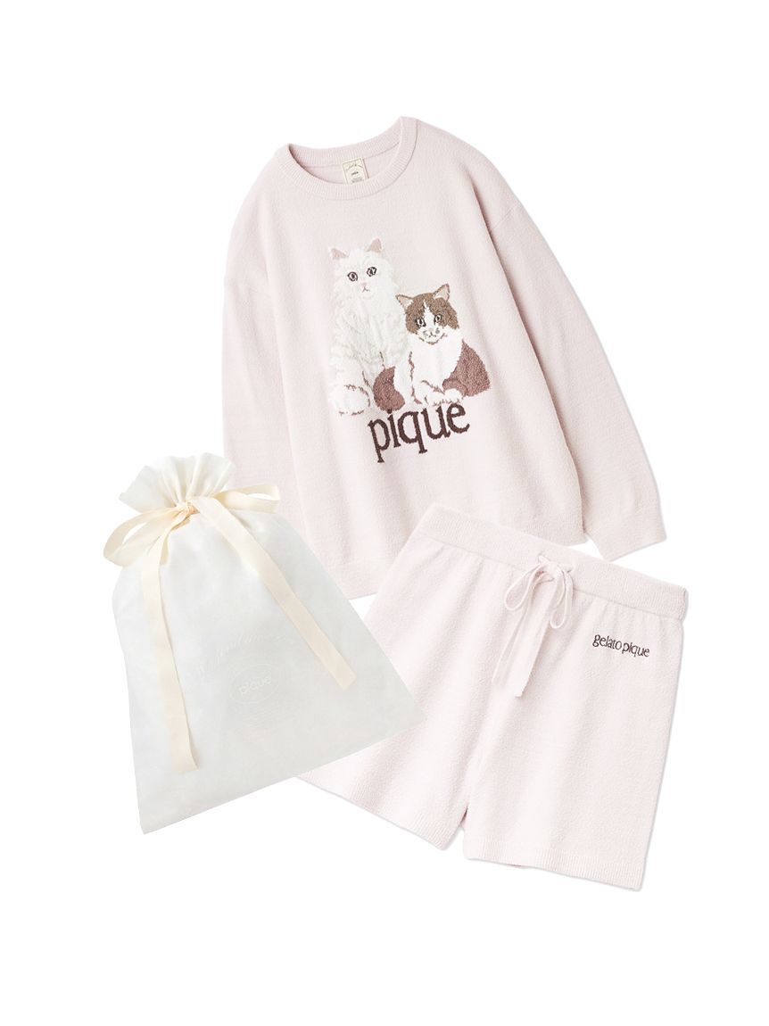 gelato pique「【ラッピング済み】エアリーモコキャットジャガードプルオーバー＆ショートパンツSET」|ルームウェア|PNK