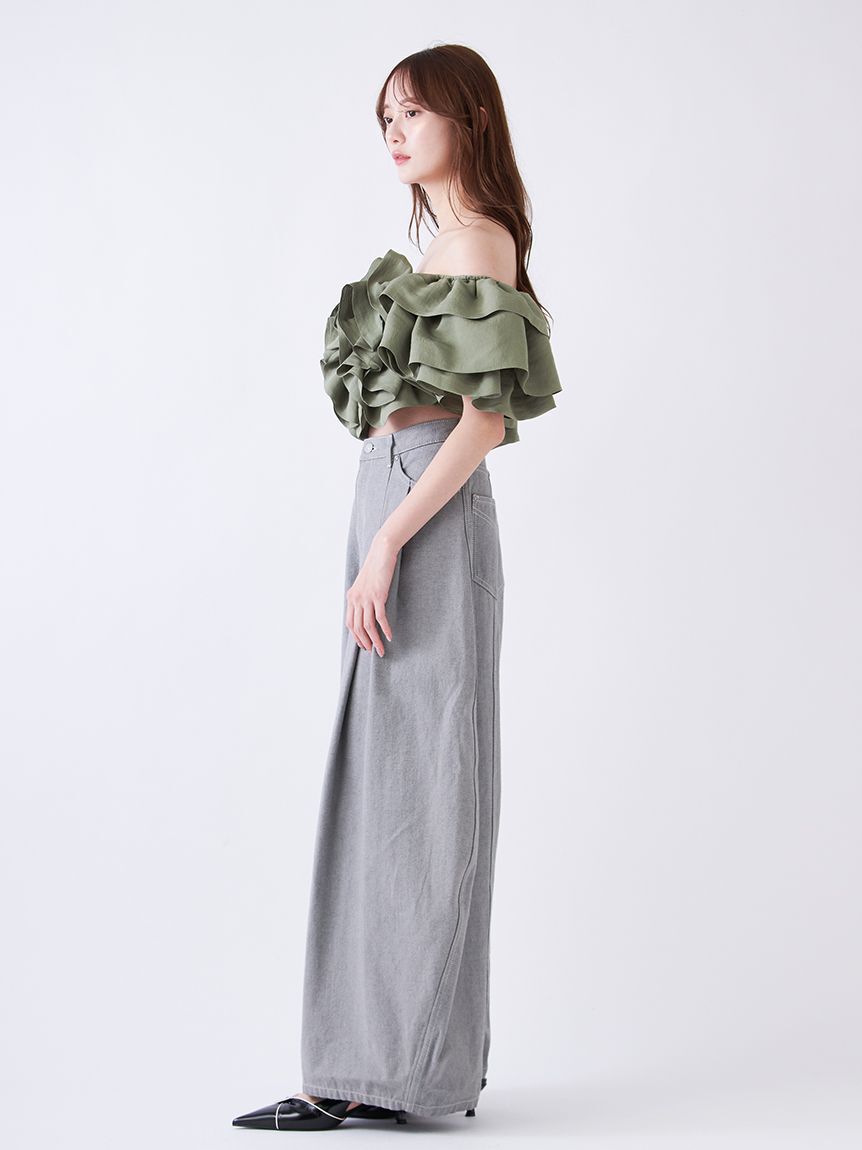 SNIDEL「オフショルボリュームフリルブラウス」|シャツ・ブラウス|