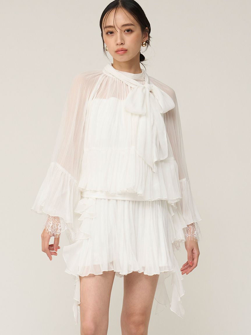 SNIDEL「レーストリムシフォンセットアップ」|ワンピース|