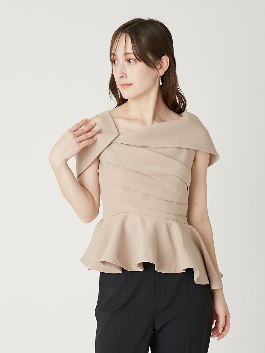 FRAY I.D「オフショルカラーアシメペプラムトップス」|Tシャツ・カットソー|