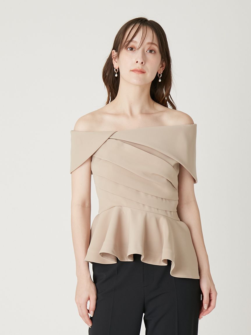 FRAY I.D「オフショルカラーアシメペプラムトップス」|Tシャツ・カットソー|