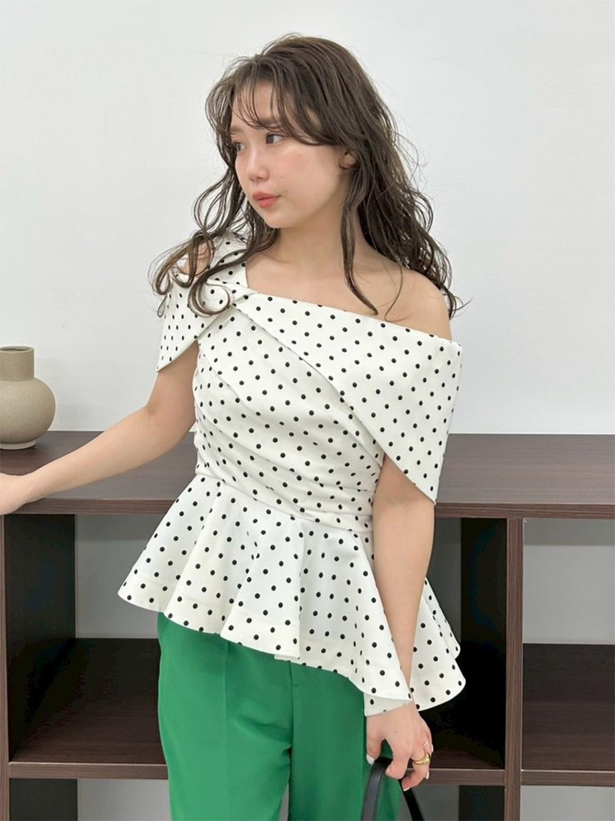 FRAY I.D「オフショルカラーアシメペプラムトップス」|Tシャツ・カットソー|