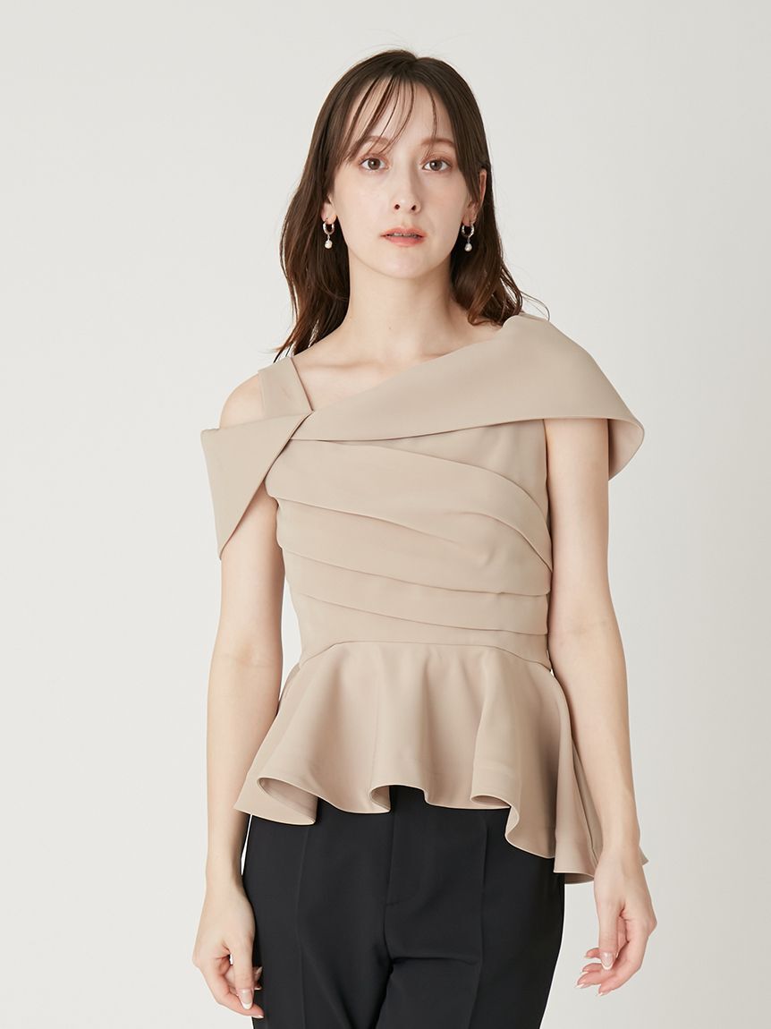 FRAY I.D「オフショルカラーアシメペプラムトップス」|Tシャツ・カットソー|