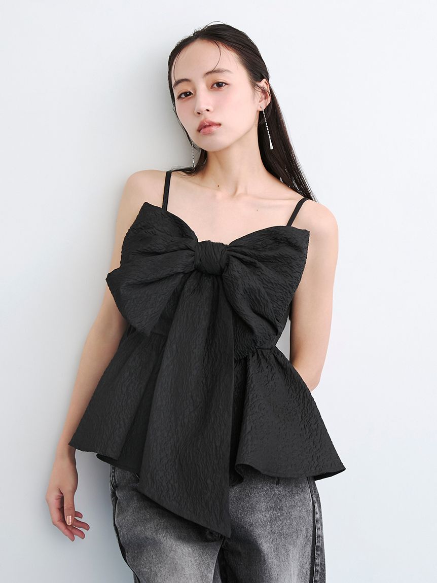 FRAY I.D「リボンペプラムキャミトップス」|キャミソール|BLK