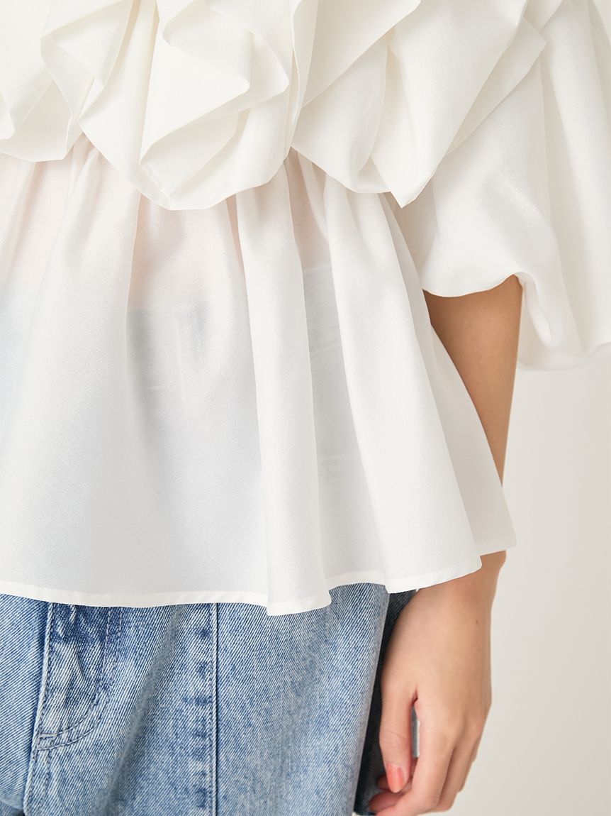 FRAY I.D「フラワーライクフリルペプラムブラウス」|シャツ・ブラウス|