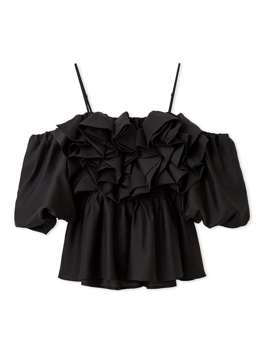 FRAY I.D「フラワーライクフリルペプラムブラウス」|シャツ・ブラウス|BLK