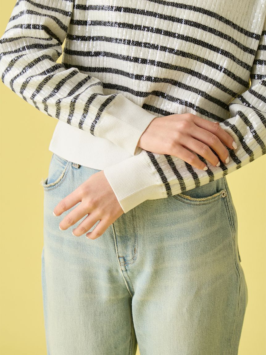 LILY BROWN「[L.B CANDY STOCK]襟付きスパンコールニットトップス」|カーディガン|