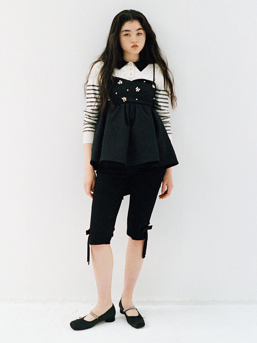 LILY BROWN「[L.B CANDY STOCK]襟付きスパンコールニットトップス」|カーディガン|