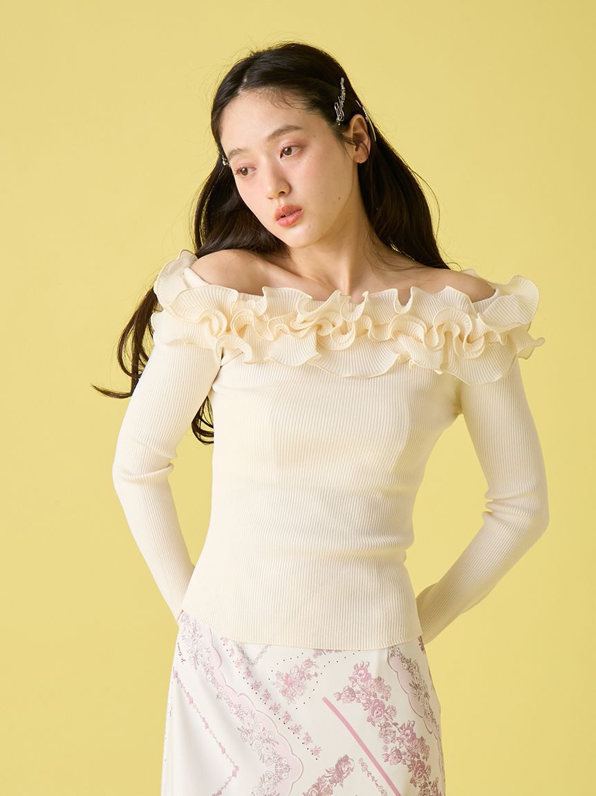 LILY BROWN「モチーフフリルニットトップス」|ニット・セーター|