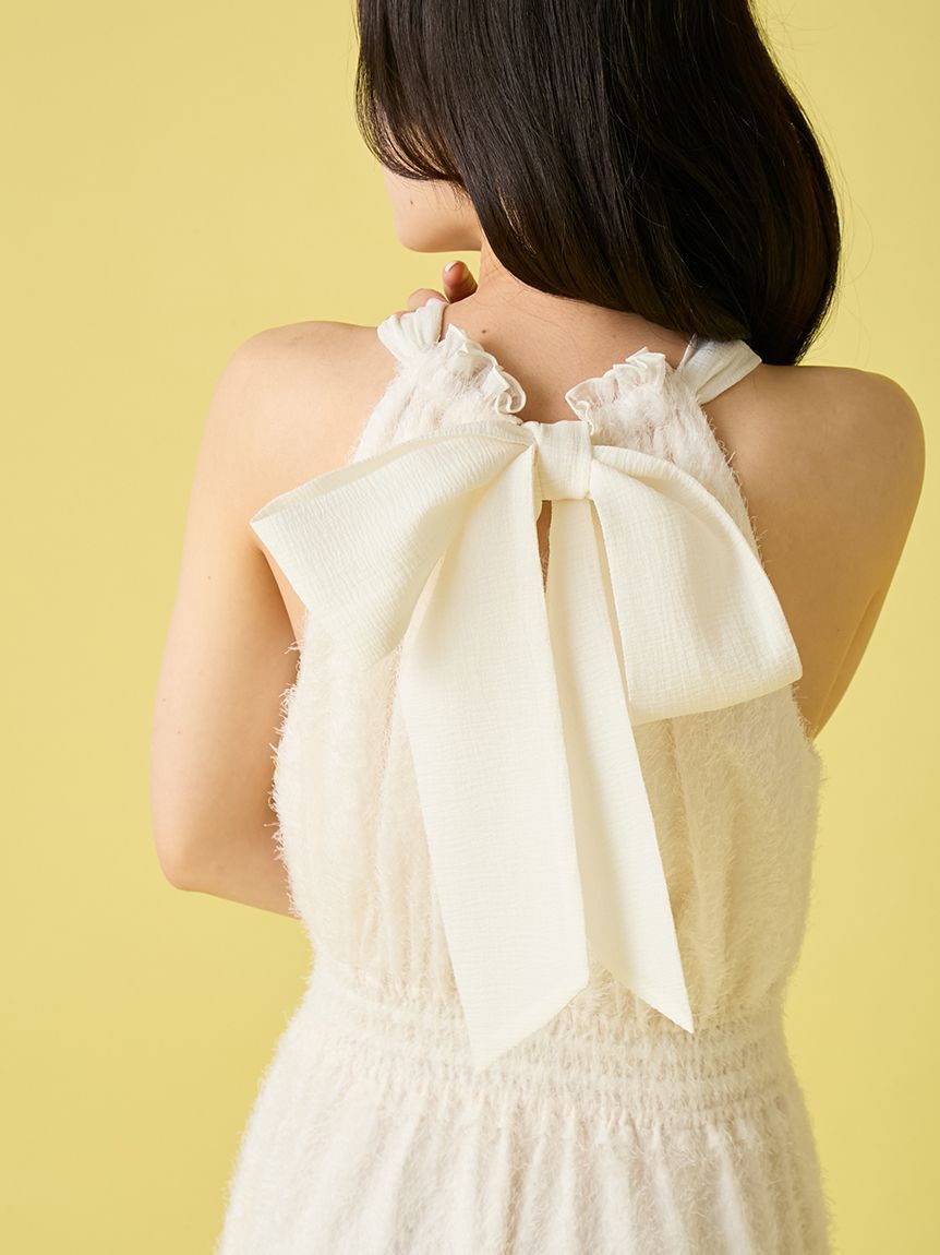 LILY BROWN「【WEB限定00サイズ】アメリカンスリーブフリンジジャガードワンピース」|ワンピース|