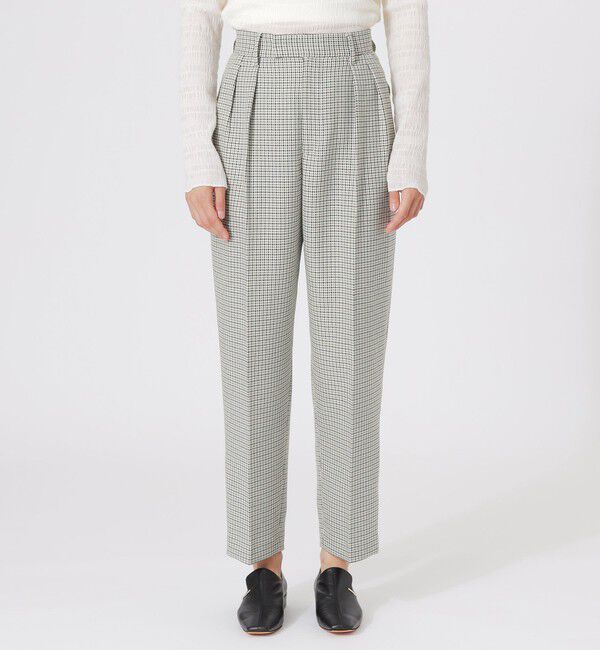  「ガンクラブチェックインタックテーパードパンツ」|スラックス|