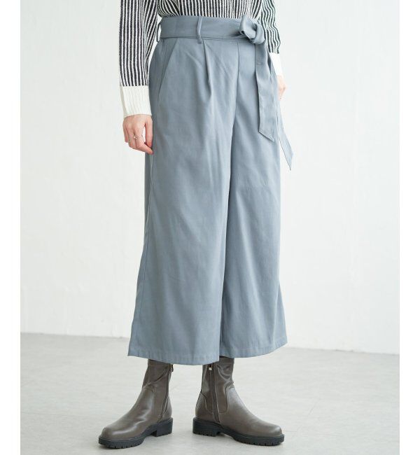 ikka「フェイクスエードワイドパンツ」|その他|ネイビー