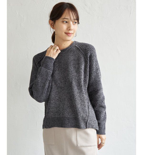 ikka「畦編みモールニットプルオーバー」|プルオーバー|チャコール