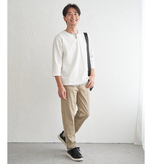 ikka「【抗菌防臭】GOKU楽冷感7分袖キーネック」|Tシャツ・カットソー|