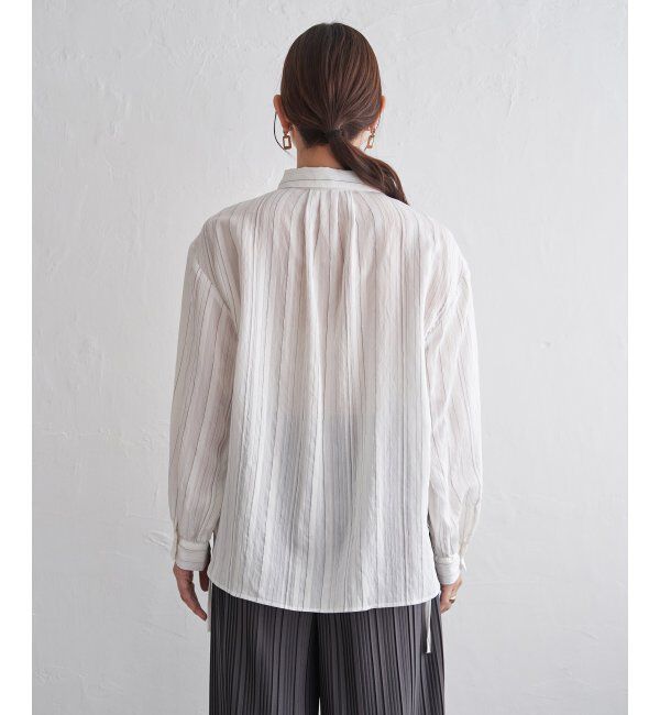 ikka「サテン／ドビーサイドリボンシャツ」|シャツ・ブラウス|
