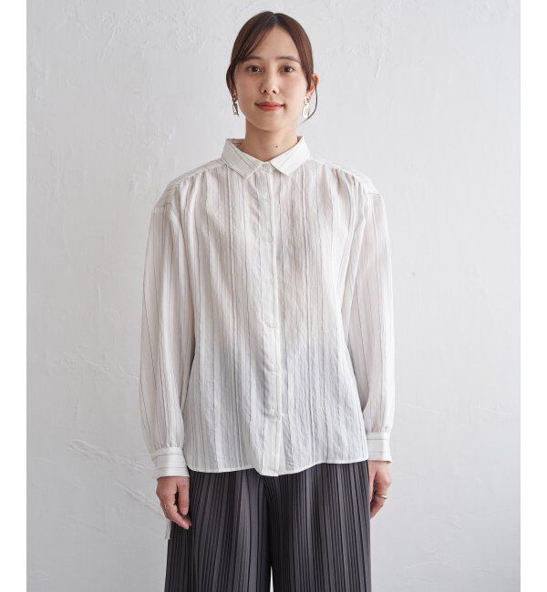ikka「サテン／ドビーサイドリボンシャツ」|シャツ・ブラウス|