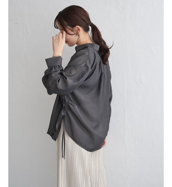 ikka「サテン／ドビーサイドリボンシャツ」|シャツ・ブラウス|