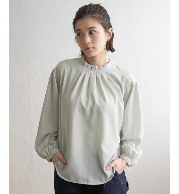 Lbc with Life「襟タックフリルブラウス」|シャツ・ブラウス|ライトグレイ