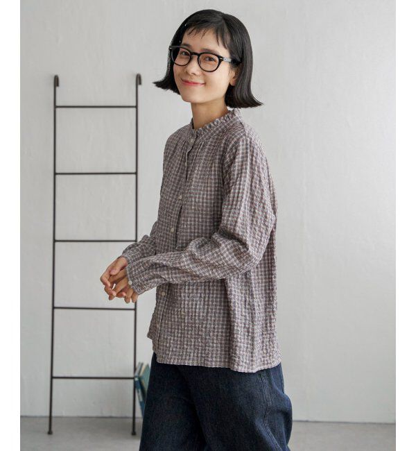 Lbc with Life「オーガニックコットン襟フリルブラウス」|シャツ・ブラウス|モカ