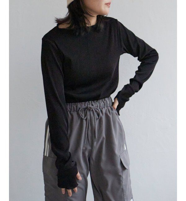 VENCE share style「ツートーン指穴開きトップス」|その他|ブラック