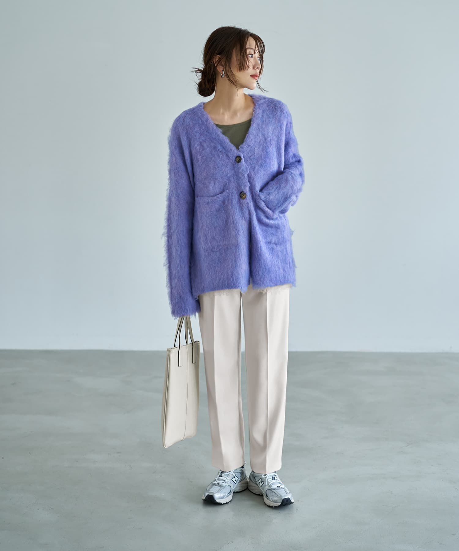 STYLE DELI「【LUXE】毛起こしブークレポケットカーディガン」|ニット・セーター|