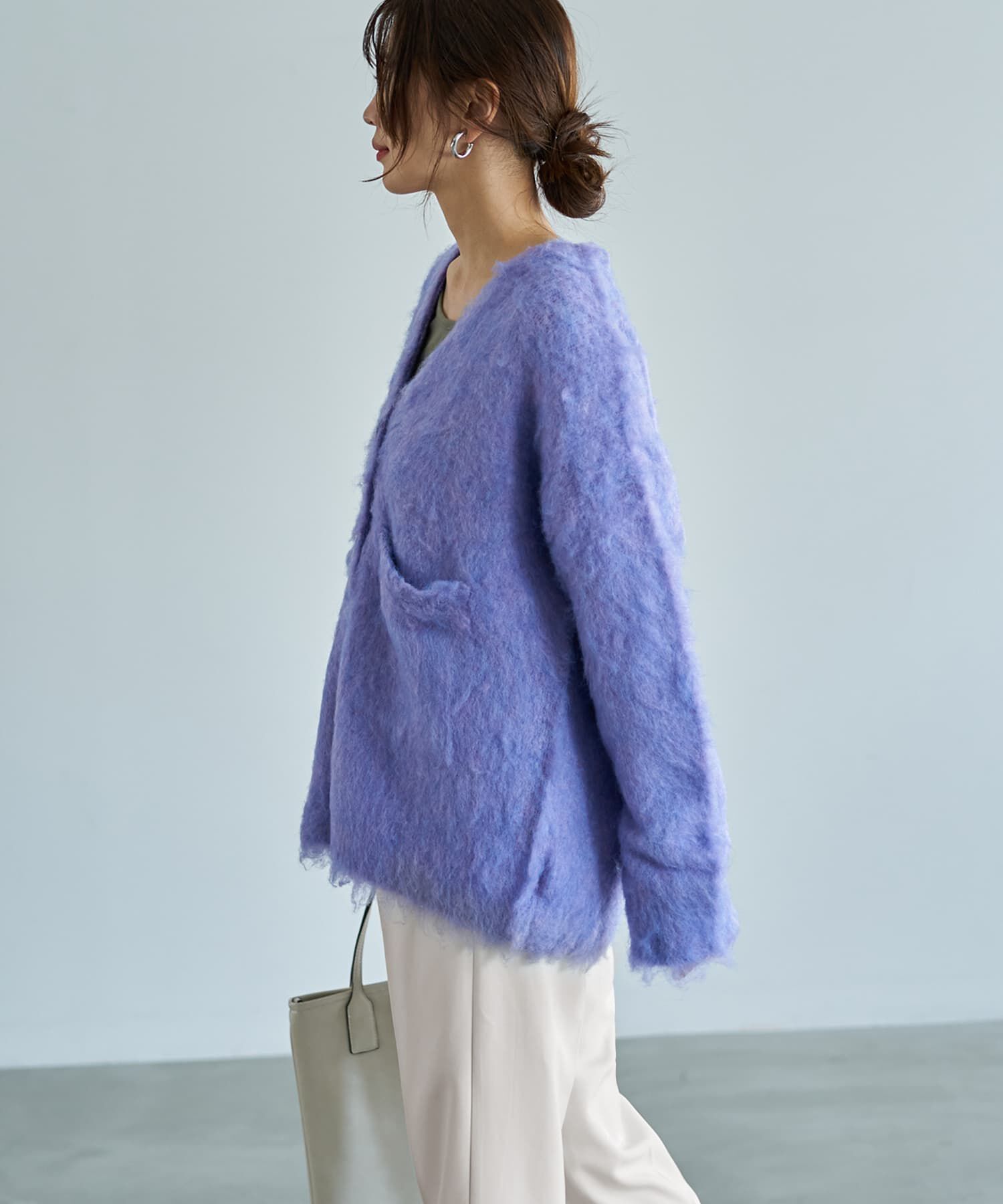 STYLE DELI「【LUXE】毛起こしブークレポケットカーディガン」|ニット・セーター|